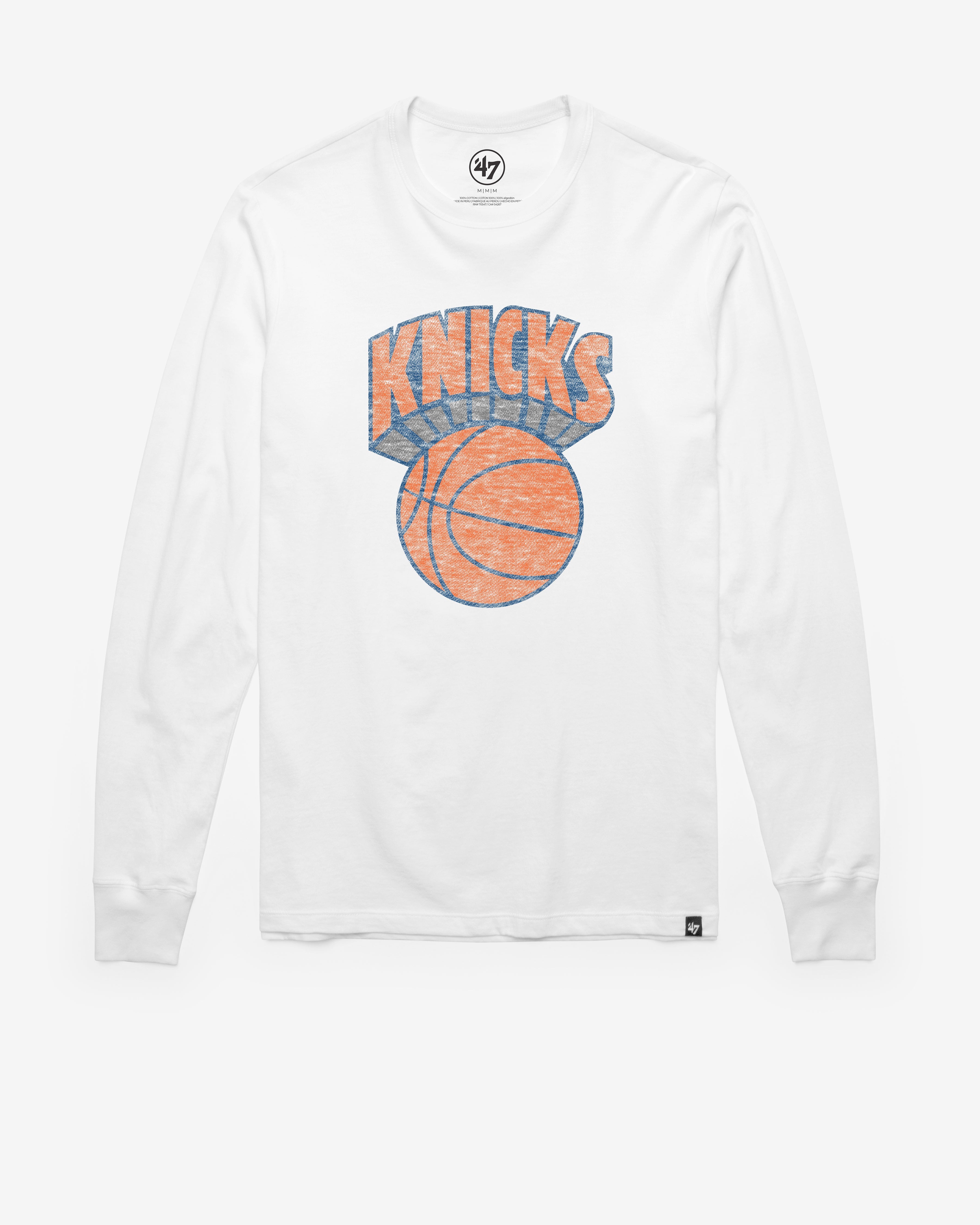 NEW YORK KNICKS HARDWOOD CLASSICS PREMIER '47 FRANKLIN LONG SLEEVE TEE Premium Comfort Casual