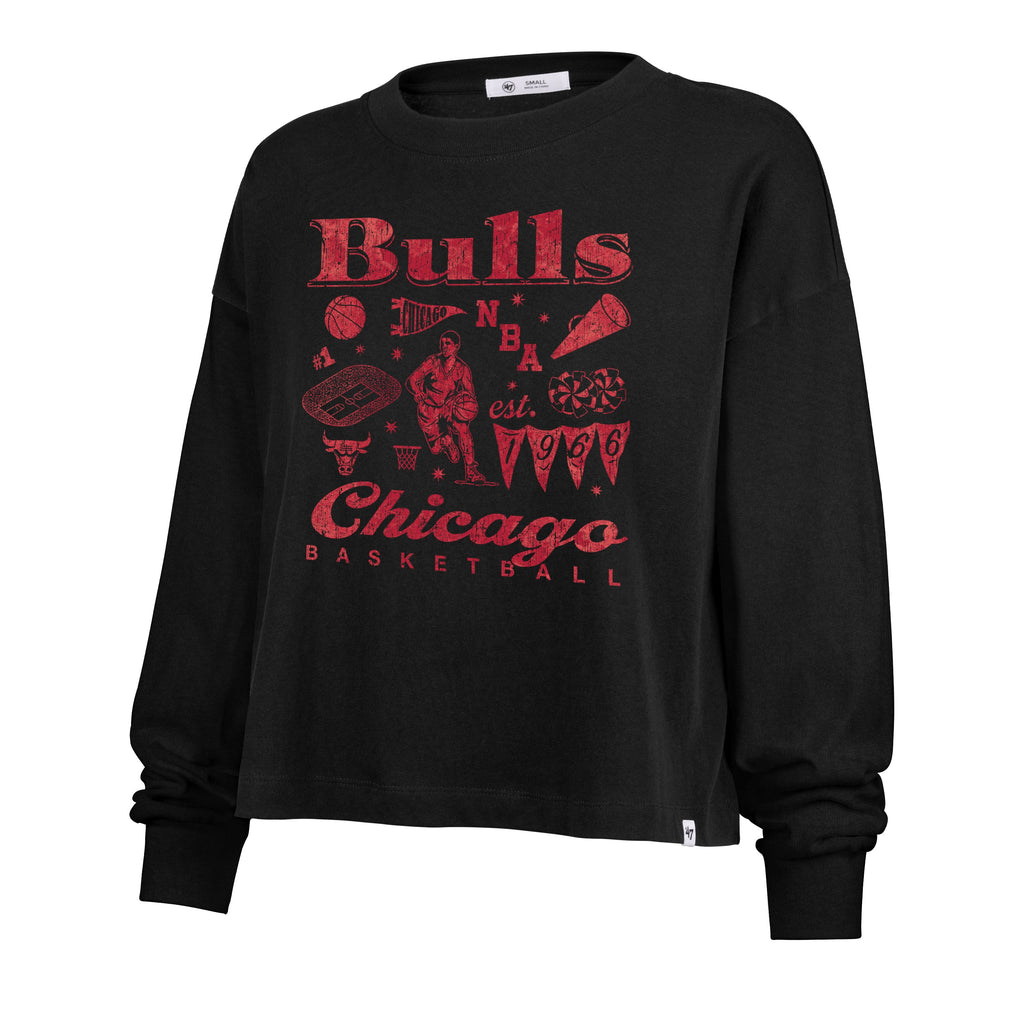 CHICAGO BULLS TEAM COLLAGE '47 SYDNEY LONG SLEEVE TEE WOMENS Premium Comfort Casual