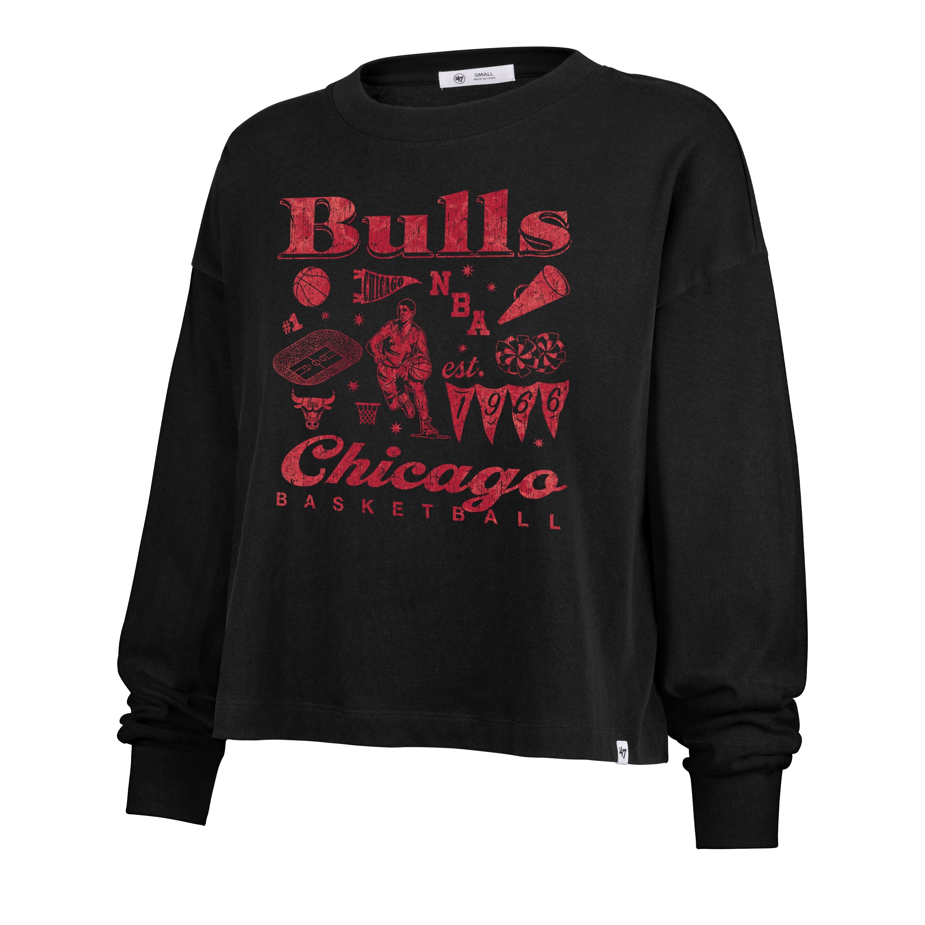 CHICAGO BULLS TEAM COLLAGE '47 SYDNEY LONG SLEEVE TEE WOMENS Premium Comfort Casual