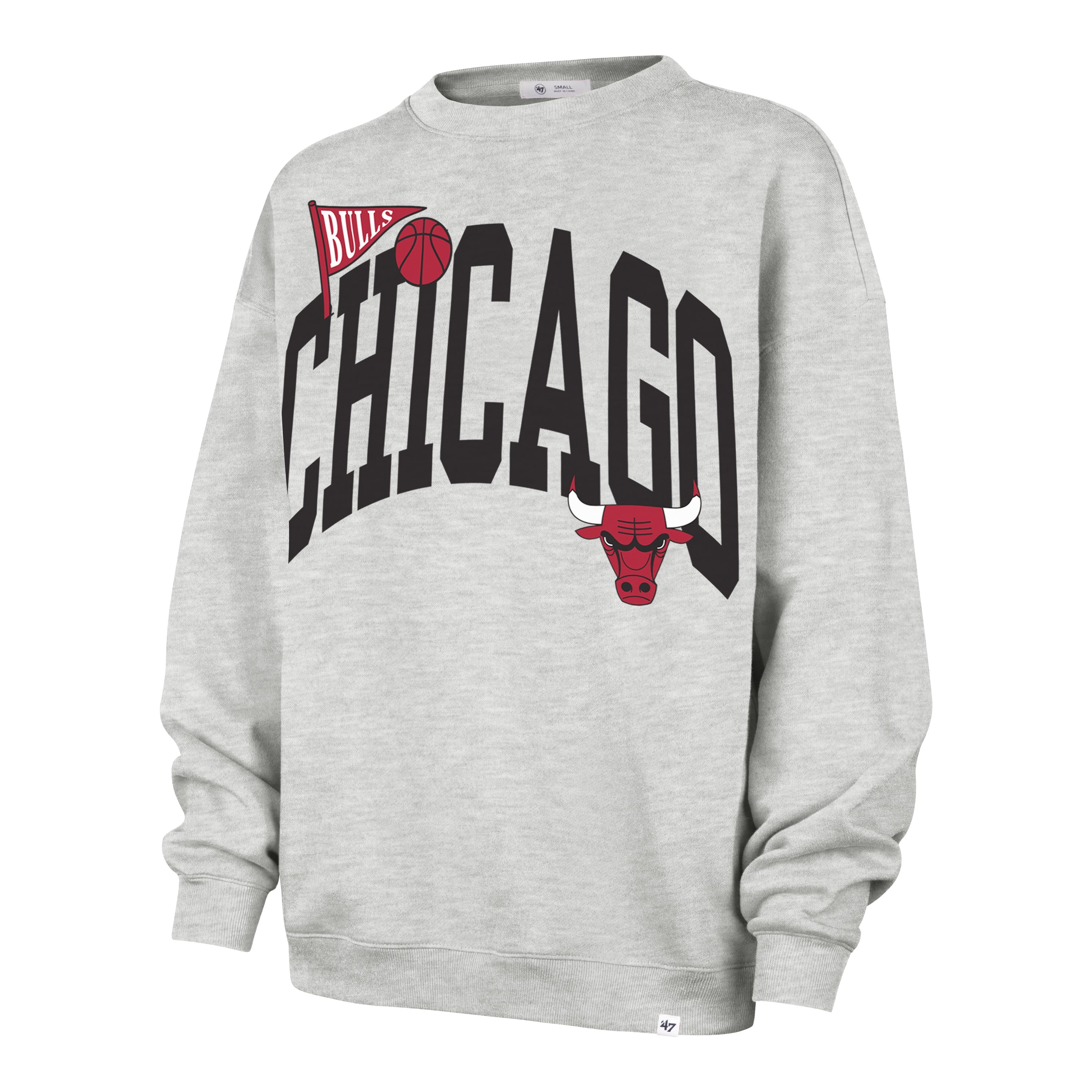CHICAGO BULLS ARCHED ICON '47 OVERSIZED CREW WOMENS Premium Comfort Casual