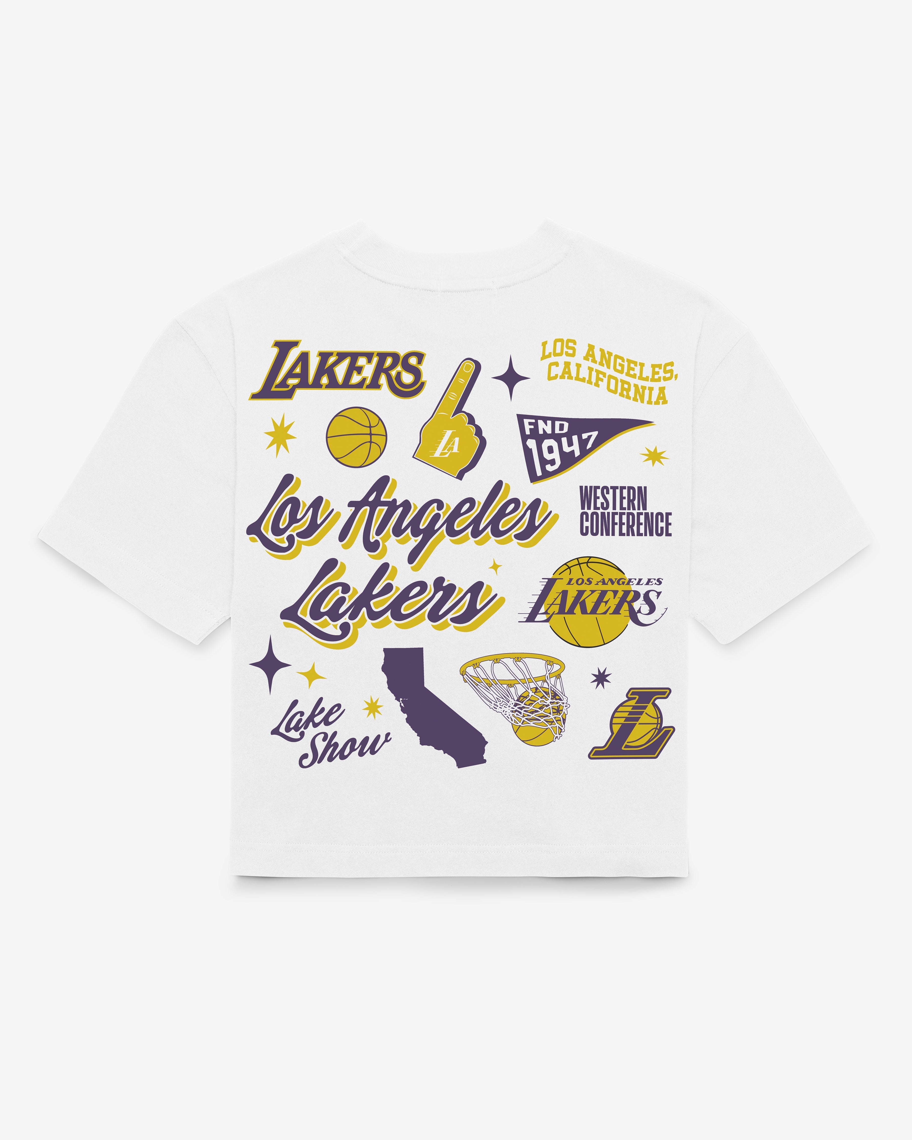 LOS ANGELES LAKERS COLLAGE SCRIPT '47 REED CITY TEE WOMENS Premium Comfort Casual