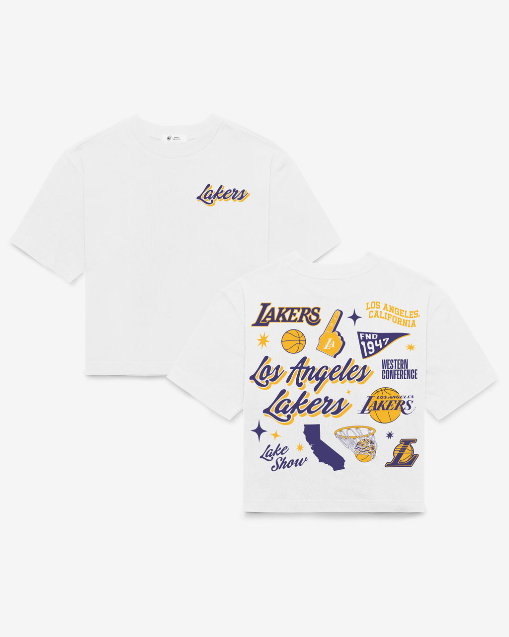 LOS ANGELES LAKERS COLLAGE SCRIPT '47 REED CITY TEE WOMENS Premium Comfort Casual