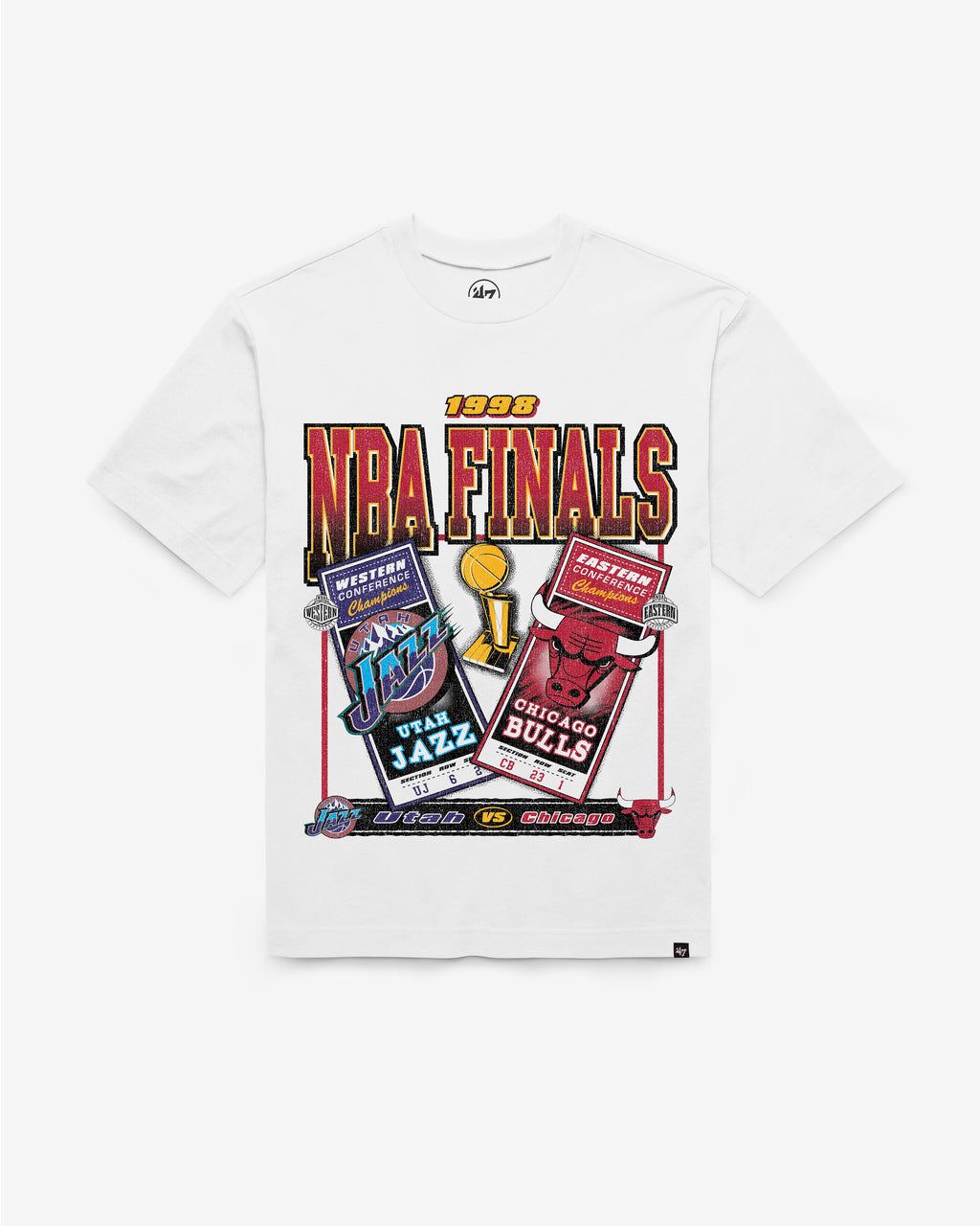 UTAH JAZZ VS. CHICAGO BULLS NBA FINALS DUELING COURT MATCHUP '47 FOUNDATION TEE Premium Comfort Casual