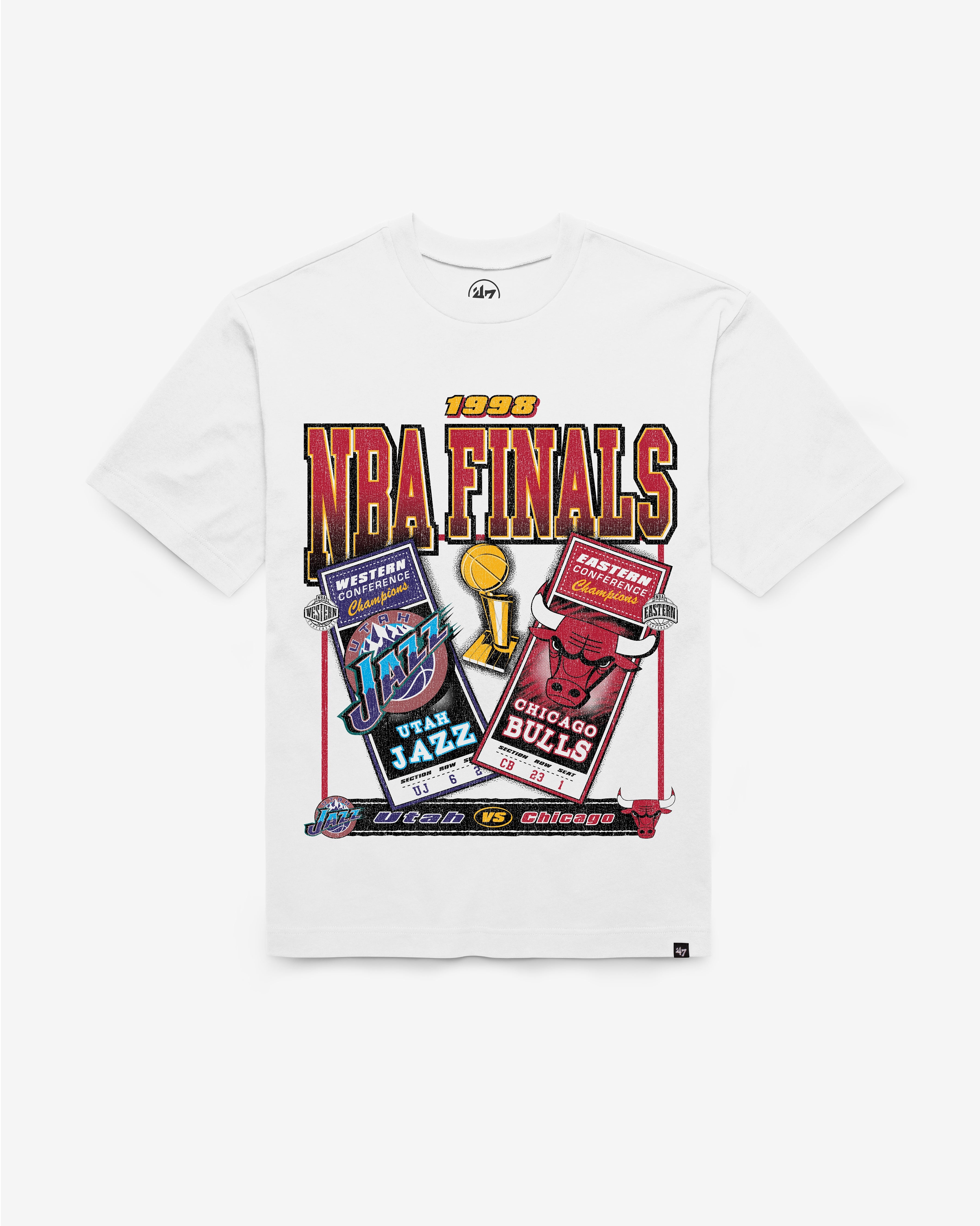UTAH JAZZ VS. CHICAGO BULLS NBA FINALS DUELING COURT MATCHUP '47 FOUNDATION TEE Premium Comfort Casual
