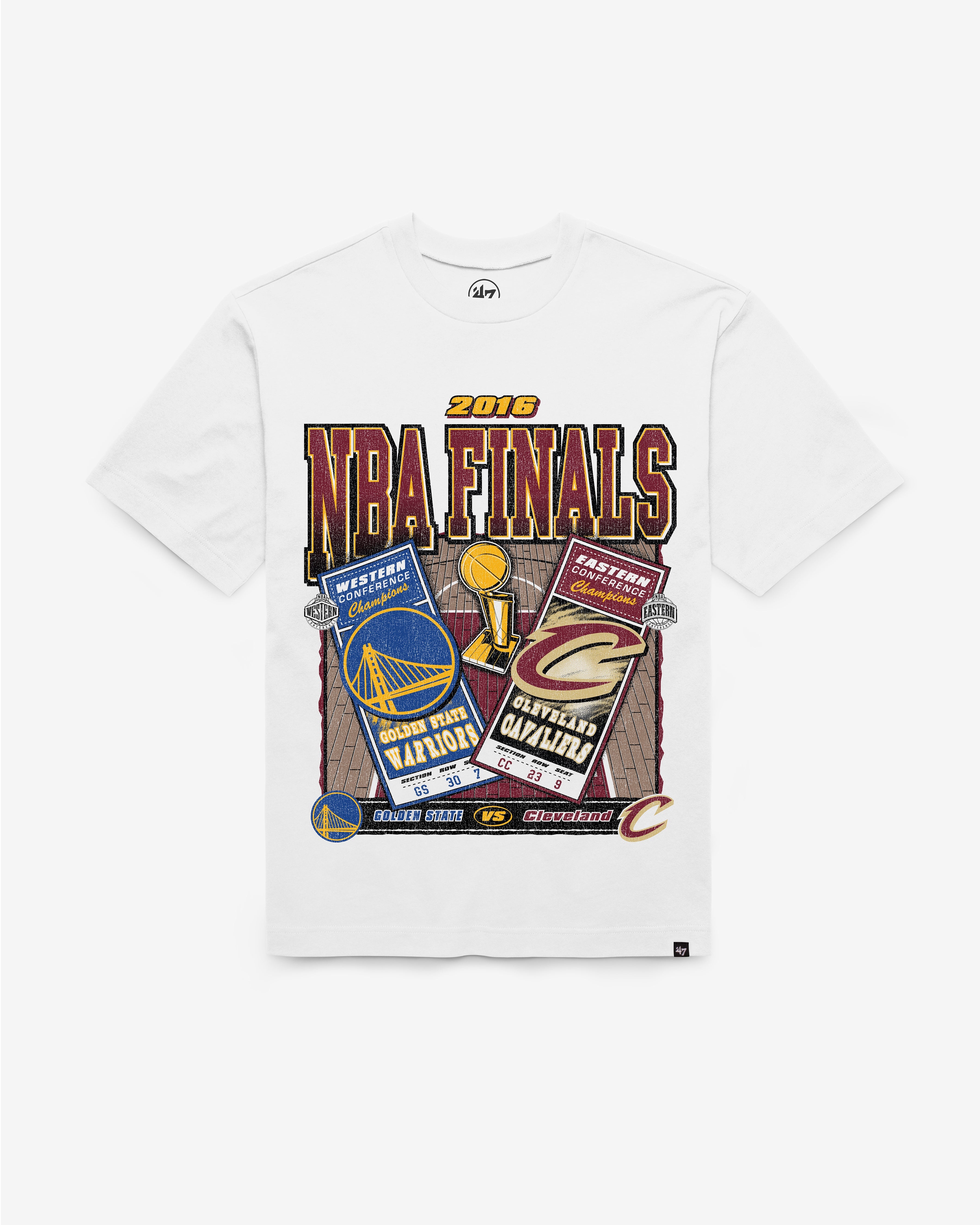 GOLDEN STATE WARRIORS VS. CLEVELAND CAVALIERS NBA FINALS DUELING COURT MATCHUP '47 FOUNDATION TEE Premium Comfort Casual