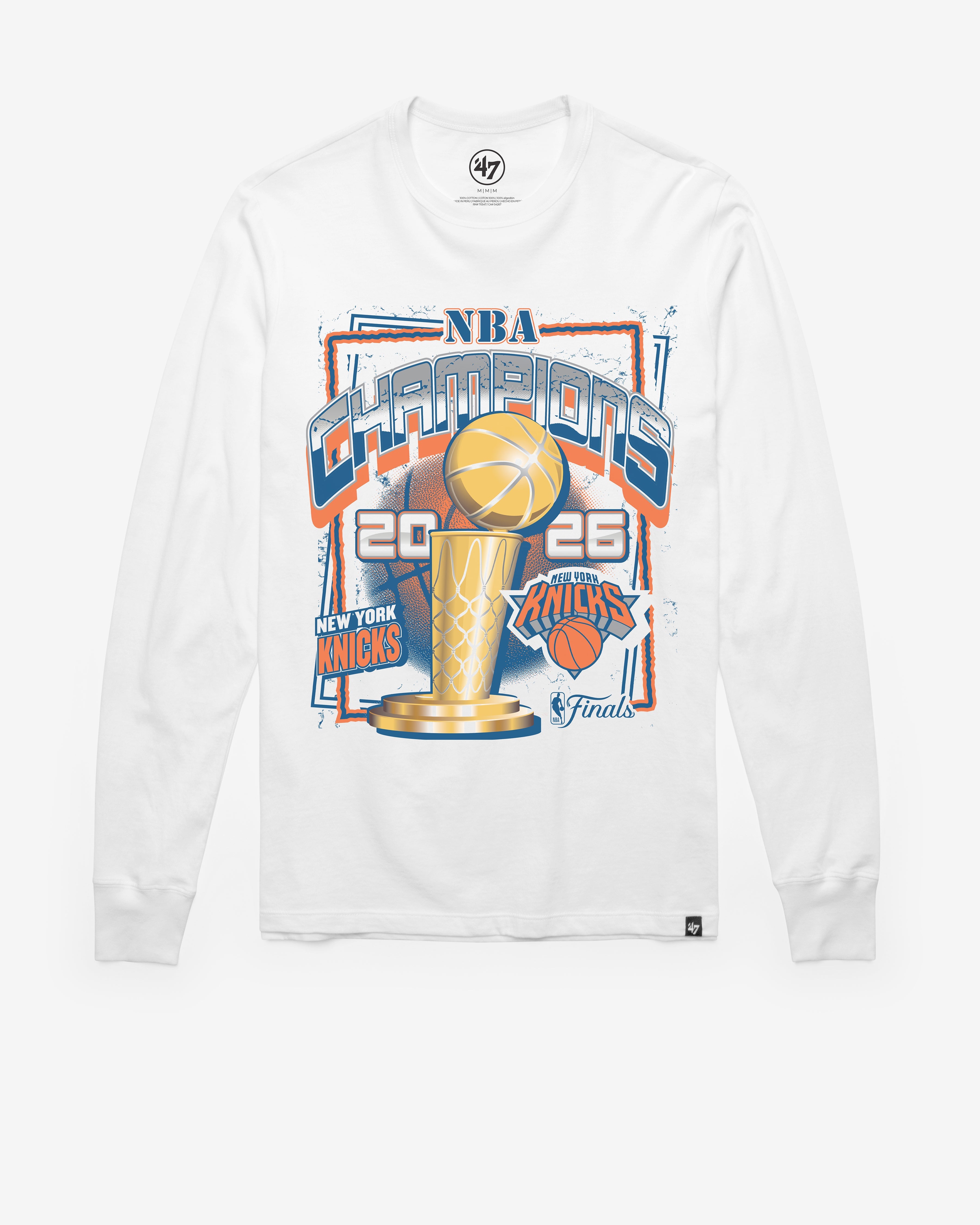 NEW YORK KNICKS 2026 NBA CHAMPIONS '47 FRANKLIN LONG SLEEVE TEE Premium Comfort Casual